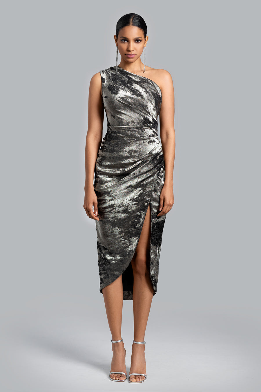 "Lenox" Metallic Crepe Dress