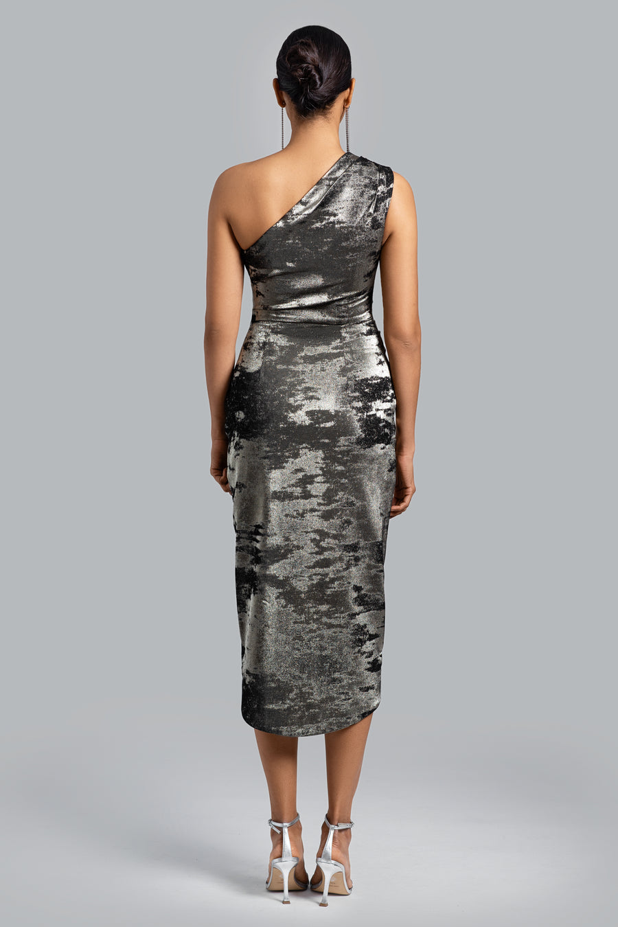 "Lenox" Metallic Crepe Dress