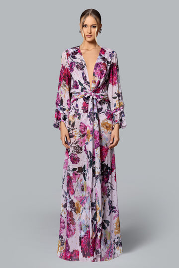 "Millie" Print Chiffon Gown